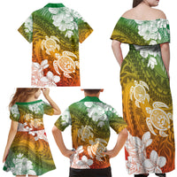 Kanaka Maoli Hawaii Flag Day Family Matching Off Shoulder Maxi Dress and Hawaiian Shirt Vibrant Frangipani LT7 - Polynesian Pride