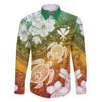 Kanaka Maoli Hawaii Flag Day Family Matching Off Shoulder Maxi Dress and Hawaiian Shirt Vibrant Frangipani LT7 Dad's Shirt - Long Sleeve Colorful - Polynesian Pride
