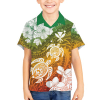 Kanaka Maoli Hawaii Flag Day Family Matching Off Shoulder Maxi Dress and Hawaiian Shirt Vibrant Frangipani LT7 Son's Shirt Colorful - Polynesian Pride
