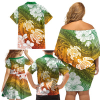 Kanaka Maoli Hawaii Flag Day Family Matching Off Shoulder Short Dress and Hawaiian Shirt Vibrant Frangipani LT7 - Polynesian Pride