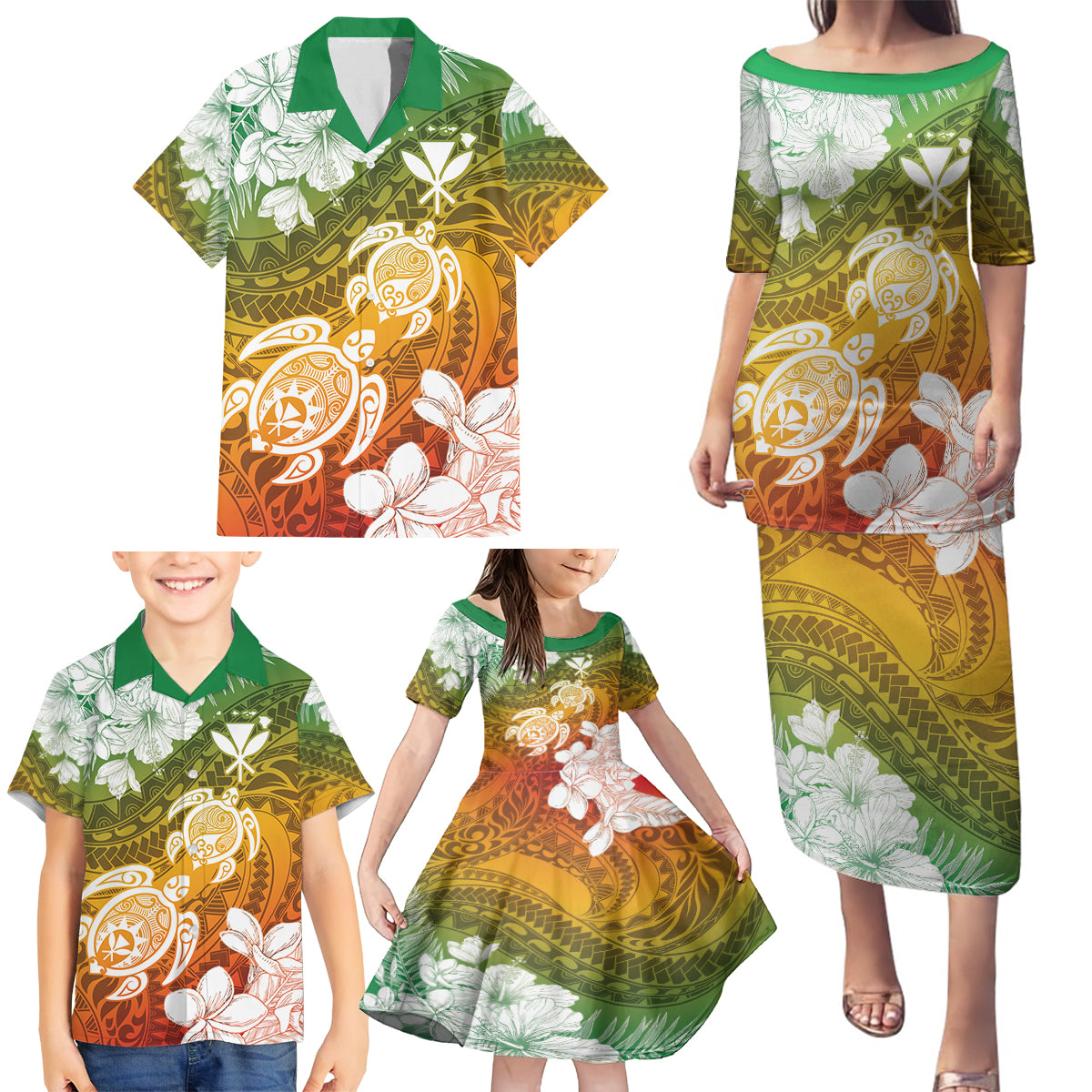 Kanaka Maoli Hawaii Flag Day Family Matching Puletasi and Hawaiian Shirt Vibrant Frangipani LT7 - Polynesian Pride