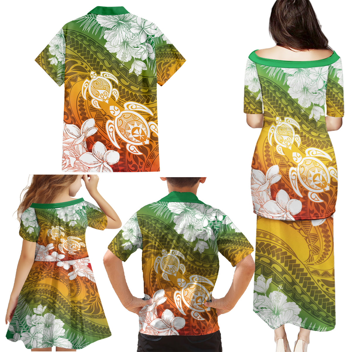 Kanaka Maoli Hawaii Flag Day Family Matching Puletasi and Hawaiian Shirt Vibrant Frangipani LT7 - Polynesian Pride