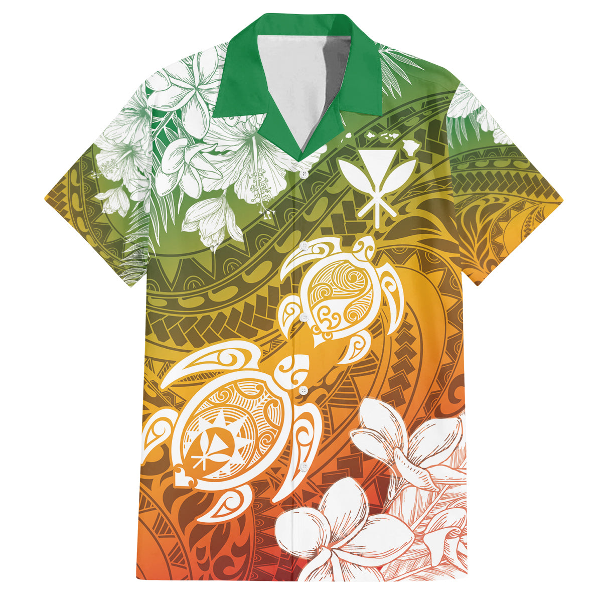 Kanaka Maoli Hawaii Flag Day Family Matching Puletasi and Hawaiian Shirt Vibrant Frangipani LT7 Dad's Shirt - Short Sleeve Colorful - Polynesian Pride