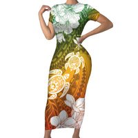 Kanaka Maoli Hawaii Flag Day Family Matching Short Sleeve Bodycon Dress and Hawaiian Shirt Vibrant Frangipani LT7 Mom's Dress Colorful - Polynesian Pride