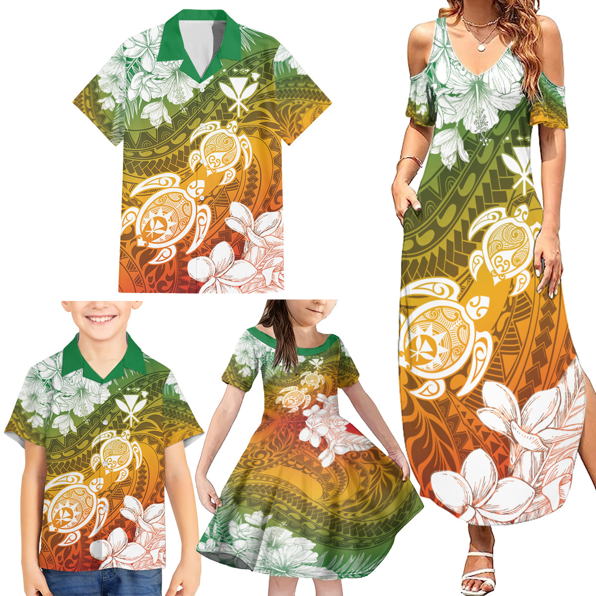 Kanaka Maoli Hawaii Flag Day Family Matching Summer Maxi Dress and Hawaiian Shirt Vibrant Frangipani LT7 - Polynesian Pride