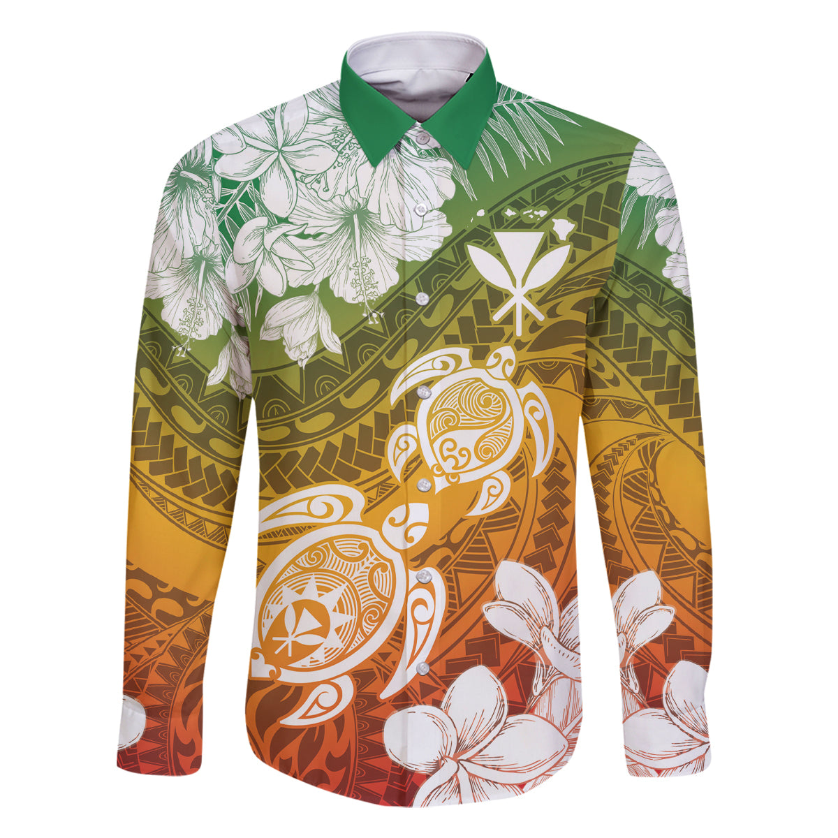 Kanaka Maoli Hawaii Flag Day Family Matching Summer Maxi Dress and Hawaiian Shirt Vibrant Frangipani LT7 Dad's Shirt - Long Sleeve Colorful - Polynesian Pride