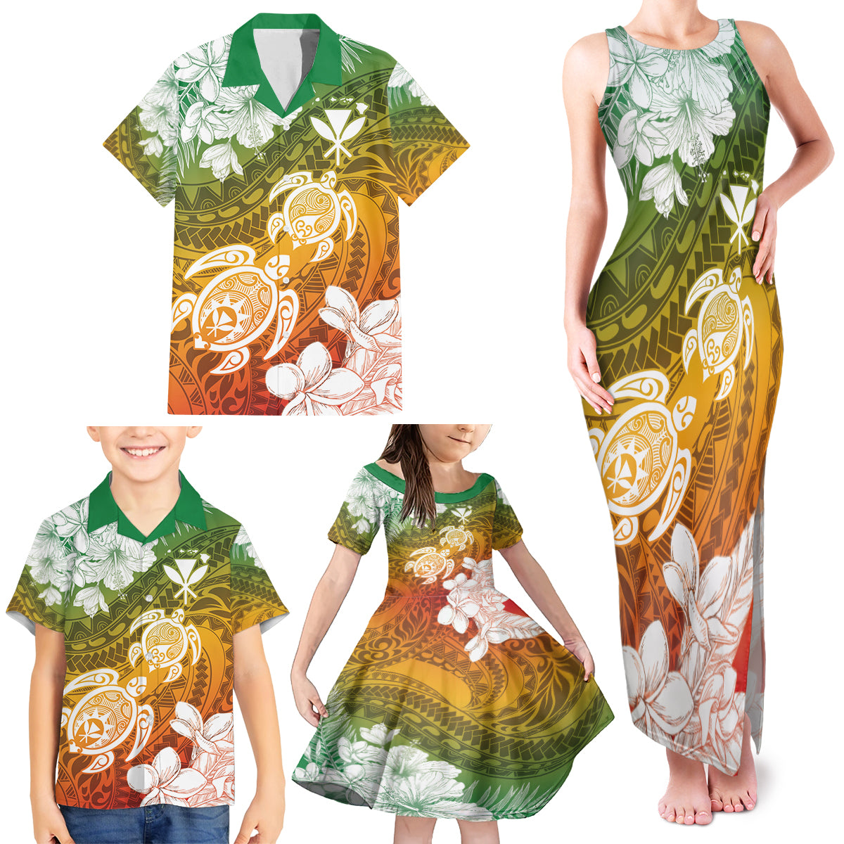 Kanaka Maoli Hawaii Flag Day Family Matching Tank Maxi Dress and Hawaiian Shirt Vibrant Frangipani LT7 - Polynesian Pride