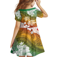 Kanaka Maoli Hawaii Flag Day Kid Short Sleeve Dress Vibrant Frangipani