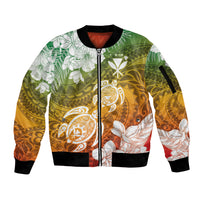 Kanaka Maoli Hawaii Flag Day Sleeve Zip Bomber Jacket Vibrant Frangipani LT7 Unisex Colorful - Polynesian Pride