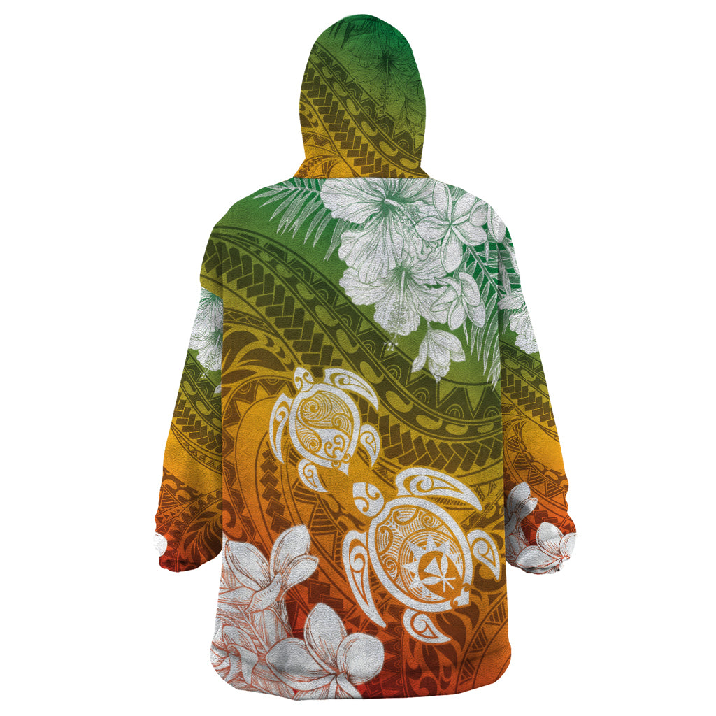Kanaka Maoli Hawaii Flag Day Wearable Blanket Hoodie Vibrant Frangipani LT7 - Polynesian Pride