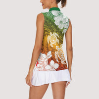 Kanaka Maoli Hawaii Flag Day Women Sleeveless Polo Shirt Vibrant Frangipani LT7 - Polynesian Pride