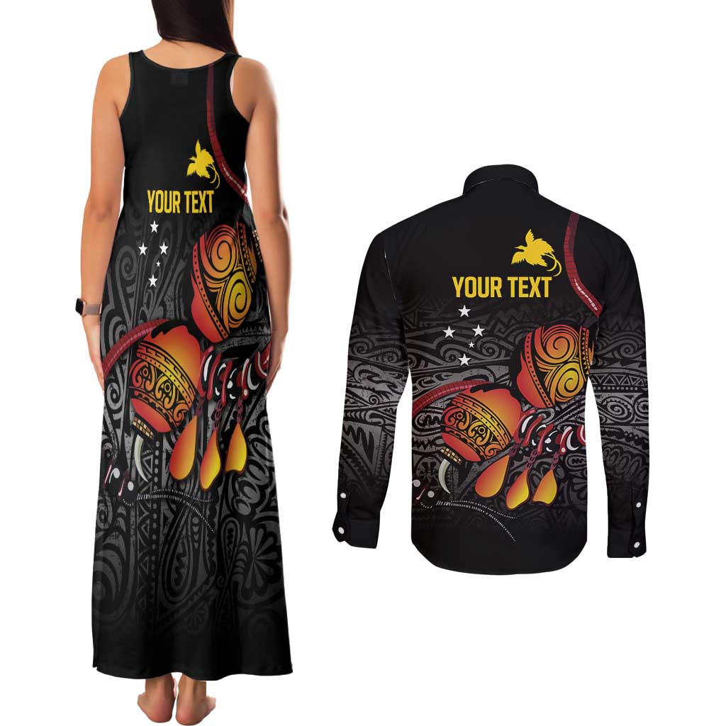 Personalized Papua New Guinea Milne Bay Couples Matching Tank Maxi Dress and Long Sleeve Button Shirt Bagi Necklace Mix Lime Pot Grunge LT7 - Polynesian Pride