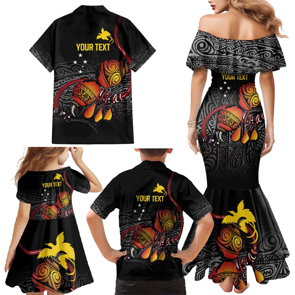 Personalized Papua New Guinea Milne Bay Family Matching Mermaid Dress and Hawaiian Shirt Bagi Necklace Mix Lime Pot Grunge LT7 - Polynesian Pride