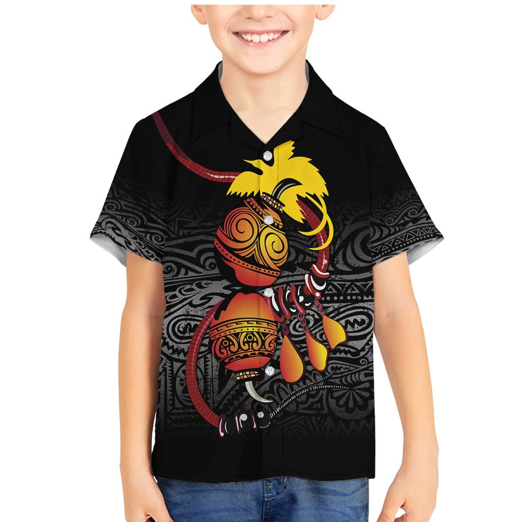 Personalized Papua New Guinea Milne Bay Family Matching Mermaid Dress and Hawaiian Shirt Bagi Necklace Mix Lime Pot Grunge LT7 Son's Shirt Black - Polynesian Pride