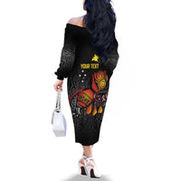 Personalized Papua New Guinea Milne Bay Family Matching Off The Shoulder Long Sleeve Dress and Hawaiian Shirt Bagi Necklace Mix Lime Pot Grunge LT7 - Polynesian Pride