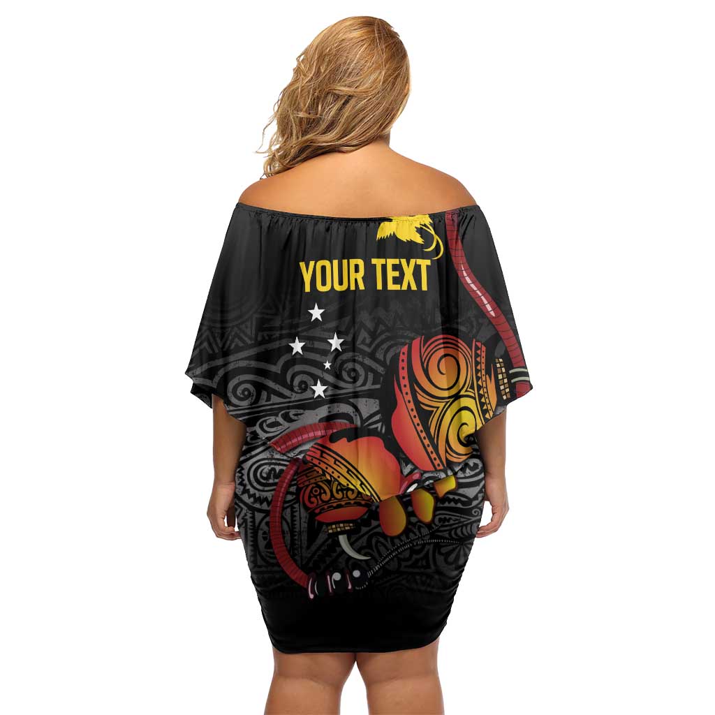 Personalized Papua New Guinea Milne Bay Family Matching Off Shoulder Short Dress and Hawaiian Shirt Bagi Necklace Mix Lime Pot Grunge LT7 - Polynesian Pride