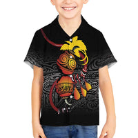 Personalized Papua New Guinea Milne Bay Family Matching Puletasi and Hawaiian Shirt Bagi Necklace Mix Lime Pot Grunge LT7 Son's Shirt Black - Polynesian Pride
