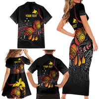 Personalized Papua New Guinea Milne Bay Family Matching Short Sleeve Bodycon Dress and Hawaiian Shirt Bagi Necklace Mix Lime Pot Grunge LT7 - Polynesian Pride
