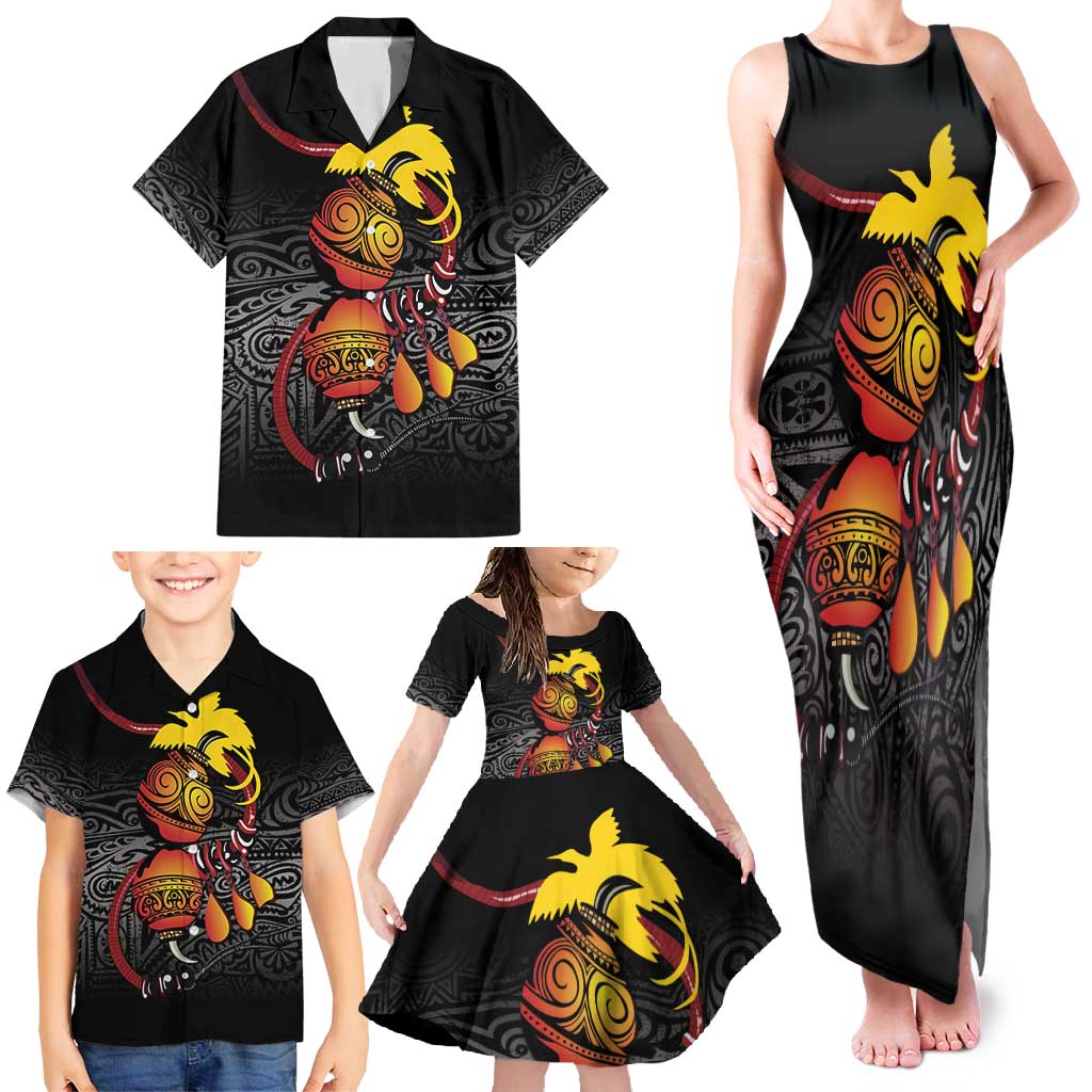 Personalized Papua New Guinea Milne Bay Family Matching Tank Maxi Dress and Hawaiian Shirt Bagi Necklace Mix Lime Pot Grunge LT7 - Polynesian Pride