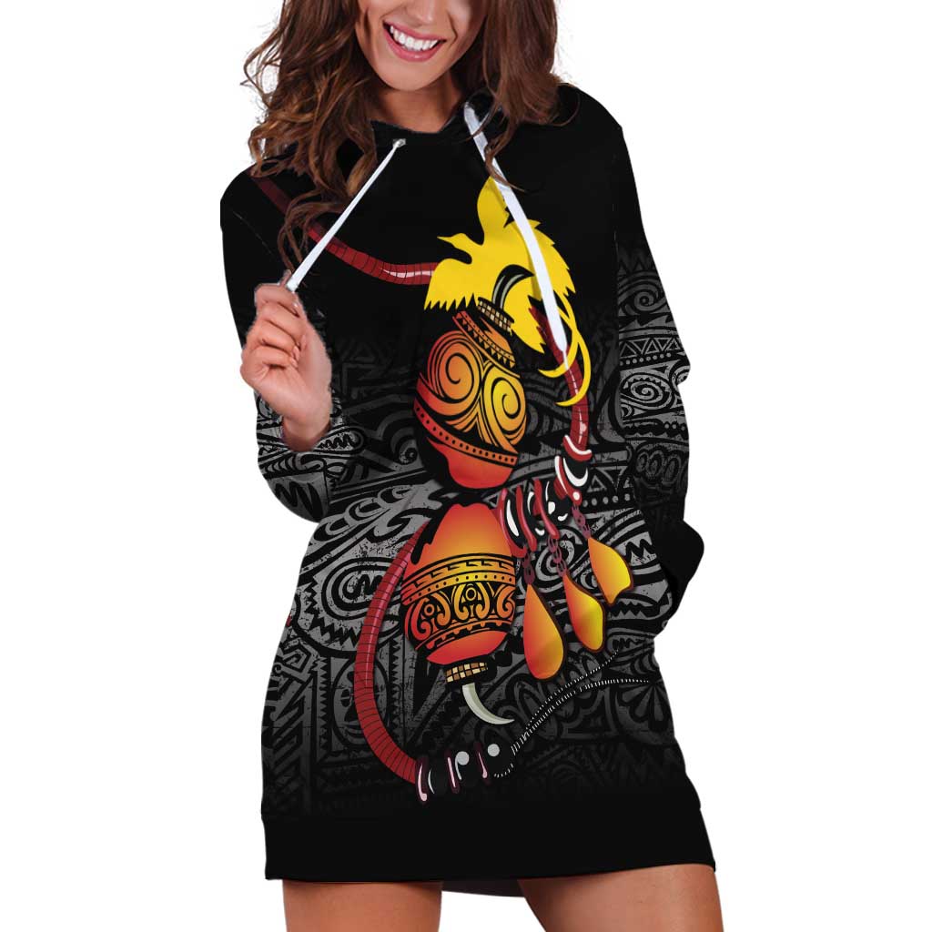 Personalized Papua New Guinea Milne Bay Hoodie Dress Bagi Necklace Mix Lime Pot Grunge LT7 Black - Polynesian Pride