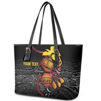 Personalized Papua New Guinea Milne Bay Leather Tote Bag Bagi Necklace Mix Lime Pot Grunge