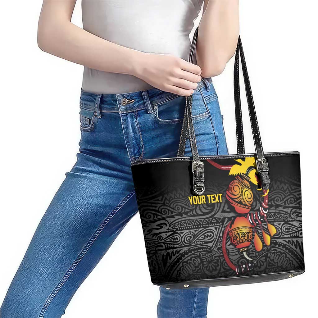Personalized Papua New Guinea Milne Bay Leather Tote Bag Bagi Necklace Mix Lime Pot Grunge