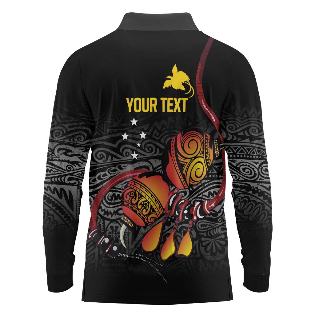 Personalized Papua New Guinea Milne Bay Long Sleeve Polo Shirt Bagi Necklace Mix Lime Pot Grunge LT7 - Polynesian Pride