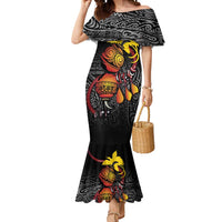 Personalized Papua New Guinea Milne Bay Mermaid Dress Bagi Necklace Mix Lime Pot Grunge LT7 Women Black - Polynesian Pride