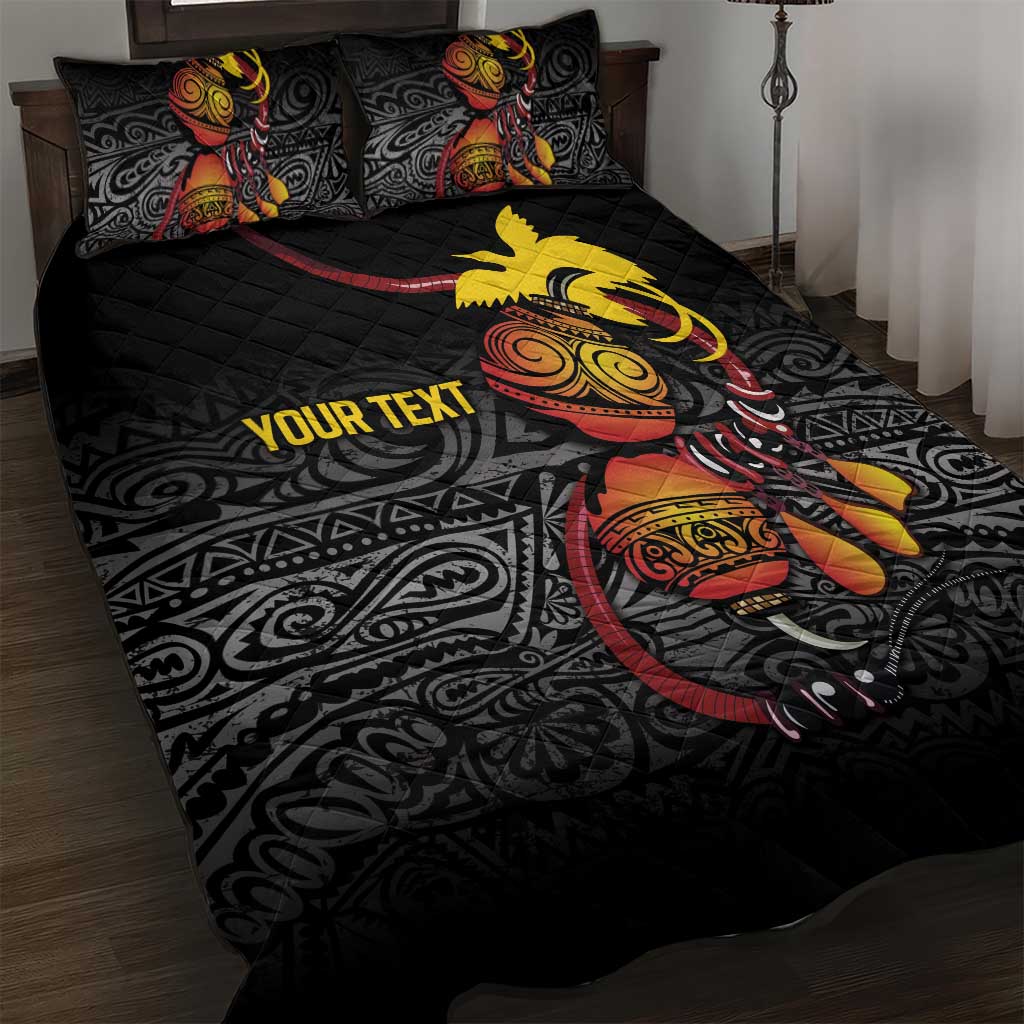 Personalized Papua New Guinea Milne Bay Quilt Bed Set Bagi Necklace Mix Lime Pot Grunge LT7 Black - Polynesian Pride