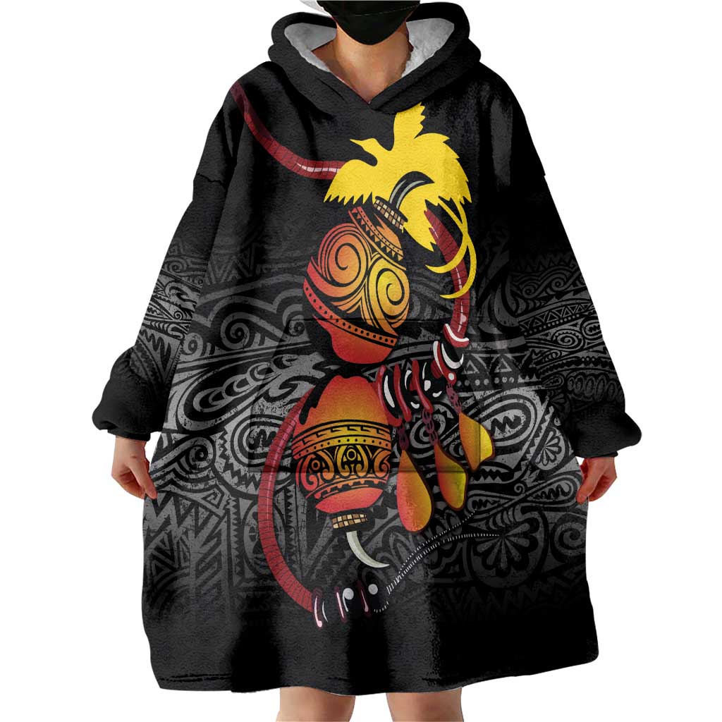 Personalized Papua New Guinea Milne Bay Wearable Blanket Hoodie Bagi Necklace Mix Lime Pot Grunge LT7 - Polynesian Pride