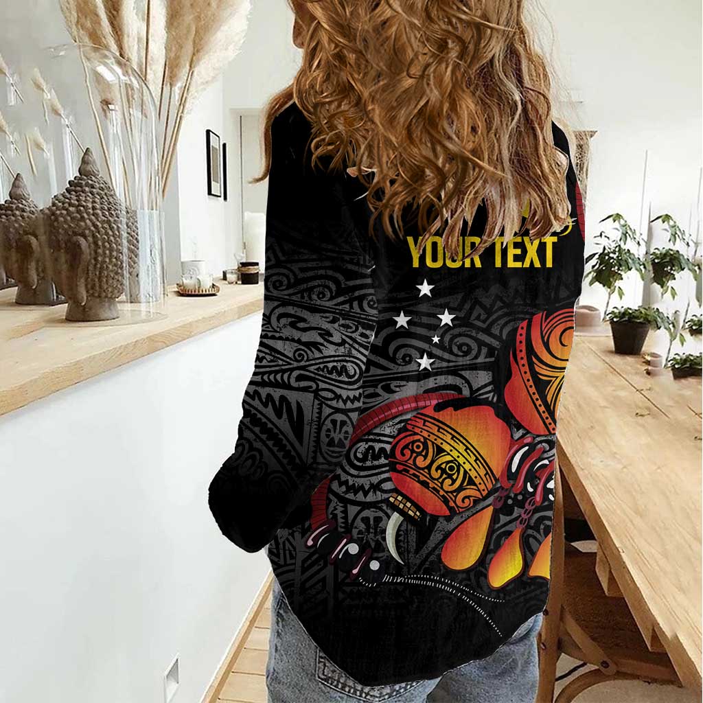 Personalized Papua New Guinea Milne Bay Women Casual Shirt Bagi Necklace Mix Lime Pot Grunge LT7 - Polynesian Pride