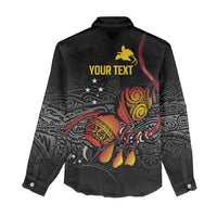 Personalized Papua New Guinea Milne Bay Women Casual Shirt Bagi Necklace Mix Lime Pot Grunge LT7 - Polynesian Pride