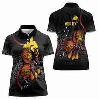 Personalized Papua New Guinea Milne Bay Women Polo Shirt Bagi Necklace Mix Lime Pot Grunge