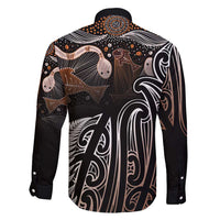 Aotearoa Maori - Australia Indigenous Family Matching Off Shoulder Maxi Dress and Hawaiian Shirt Koiri Whakairo Mix Aboriginal Art LT7 - Polynesian Pride