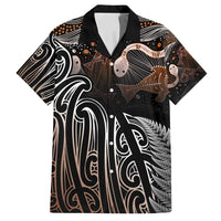 Aotearoa Maori - Australia Indigenous Family Matching Off Shoulder Short Dress and Hawaiian Shirt Koiri Whakairo Mix Aboriginal Art LT7 Dad's Shirt - Short Sleeve Brown - Polynesian Pride