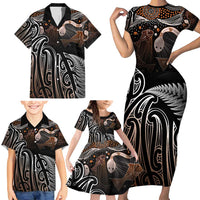 Aotearoa Maori - Australia Indigenous Family Matching Short Sleeve Bodycon Dress and Hawaiian Shirt Koiri Whakairo Mix Aboriginal Art LT7 - Polynesian Pride