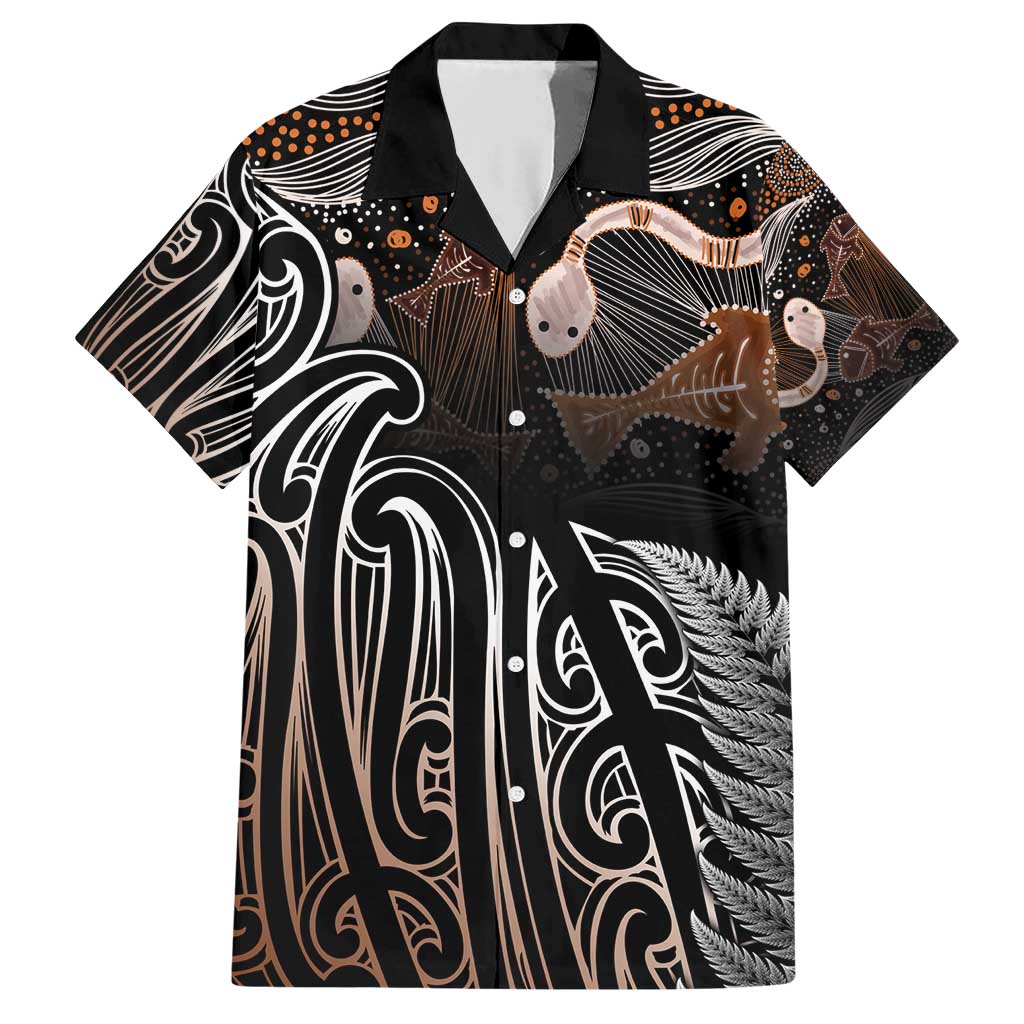 Aotearoa Maori - Australia Indigenous Family Matching Short Sleeve Bodycon Dress and Hawaiian Shirt Koiri Whakairo Mix Aboriginal Art LT7 Dad's Shirt - Short Sleeve Brown - Polynesian Pride