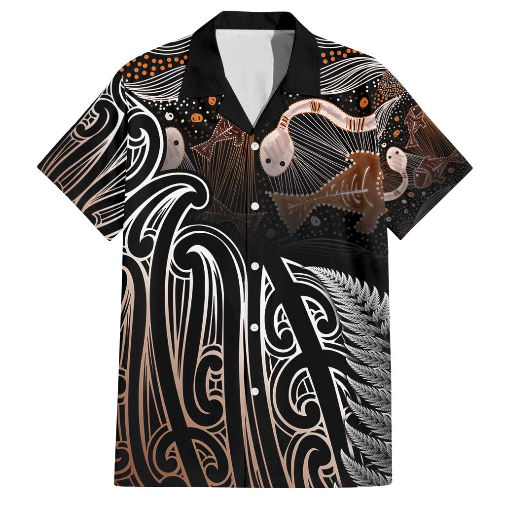 Aotearoa Maori - Australia Indigenous Family Matching Tank Maxi Dress and Hawaiian Shirt Koiri Whakairo Mix Aboriginal Art LT7 Dad's Shirt - Short Sleeve Brown - Polynesian Pride