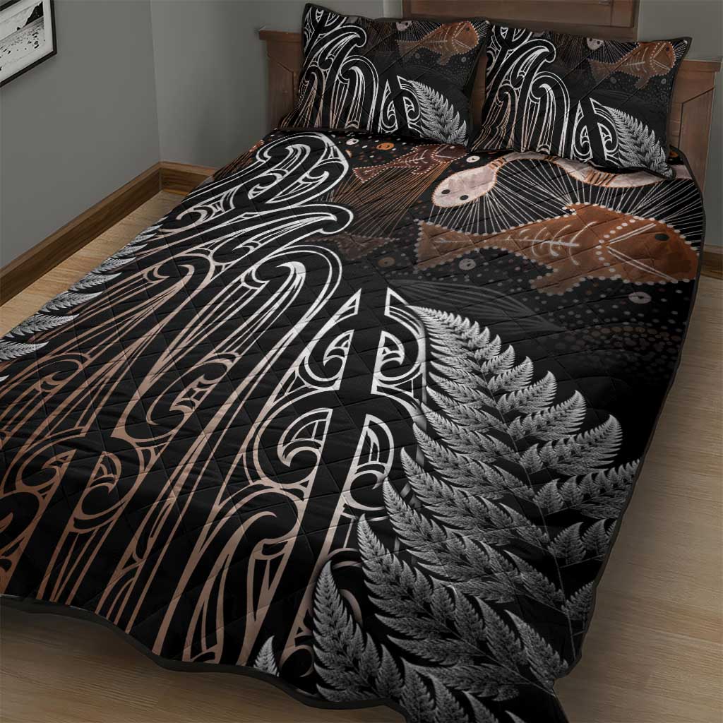 Aotearoa Maori - Australia Indigenous Quilt Bed Set Koiri Whakairo Mix Aboriginal Art - Polynesian Pride