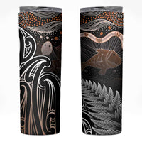 Aotearoa Maori - Australia Indigenous Skinny Tumbler Koiri Whakairo Mix Aboriginal Art LT7 Brown - Polynesian Pride