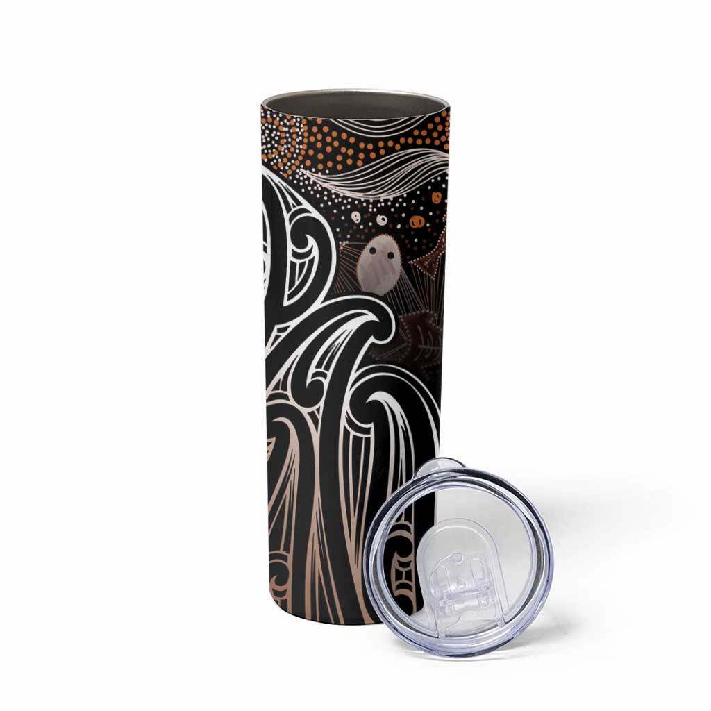 Aotearoa Maori - Australia Indigenous Skinny Tumbler Koiri Whakairo Mix Aboriginal Art LT7 - Polynesian Pride