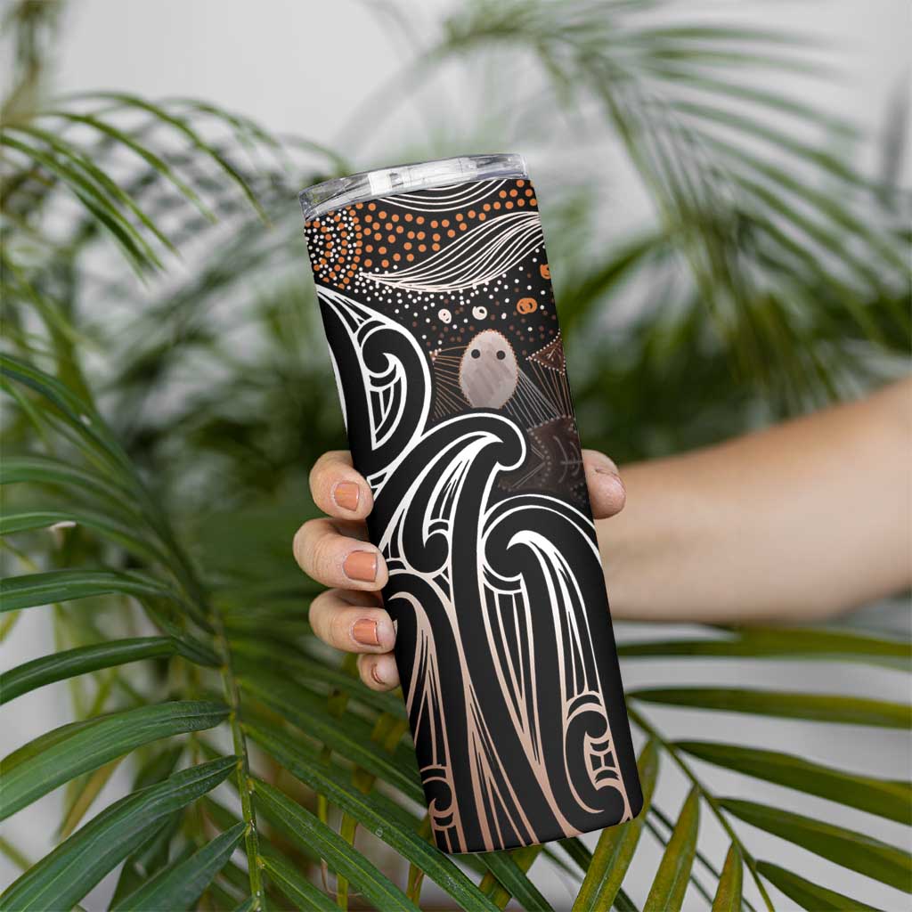 Aotearoa Maori - Australia Indigenous Skinny Tumbler Koiri Whakairo Mix Aboriginal Art LT7 - Polynesian Pride