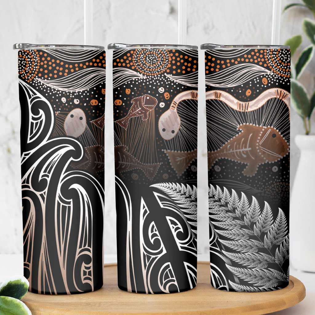 Aotearoa Maori - Australia Indigenous Skinny Tumbler Koiri Whakairo Mix Aboriginal Art LT7 - Polynesian Pride