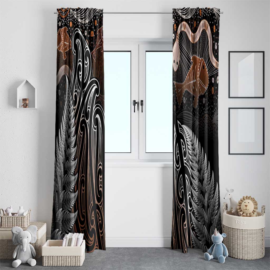 Aotearoa Maori - Australia Indigenous Window Curtain Koiri Whakairo Mix Aboriginal Art - Polynesian Pride