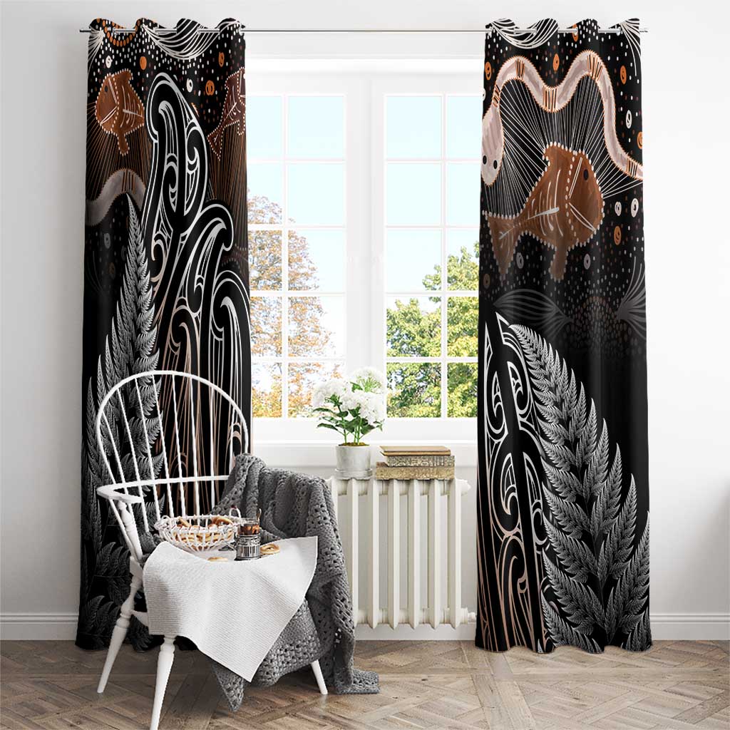 Aotearoa Maori - Australia Indigenous Window Curtain Koiri Whakairo Mix Aboriginal Art - Polynesian Pride