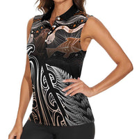 Aotearoa Maori - Australia Indigenous Women Sleeveless Polo Shirt Koiri Whakairo Mix Aboriginal Art LT7 - Polynesian Pride