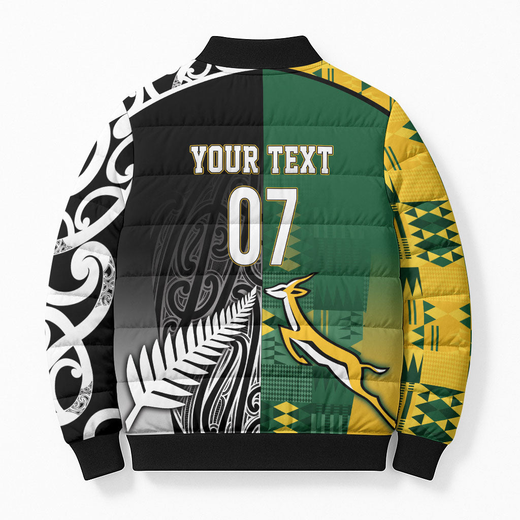 Custom Rugby South Africa New Zealand Greatest Rivals Bomber Puffer Jacket Tribal Motifs LT7 - Polynesian Pride