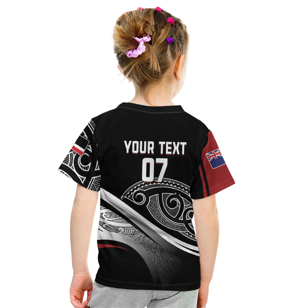 Aotearoa Maori Rugby Custom Kid T Shirt Kapa O Pango LT7 - Polynesian Pride