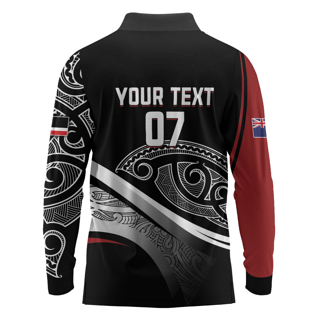 Aotearoa Maori Rugby Custom Long Sleeve Polo Shirt Kapa O Pango LT7 - Polynesian Pride