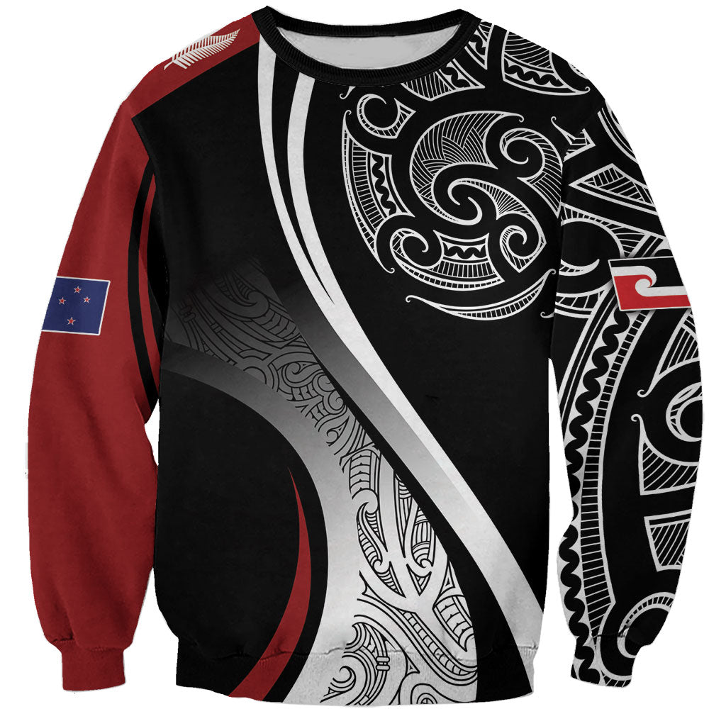 Aotearoa Maori Rugby Custom Sweatshirt Kapa O Pango LT7 Unisex Black - Polynesian Pride